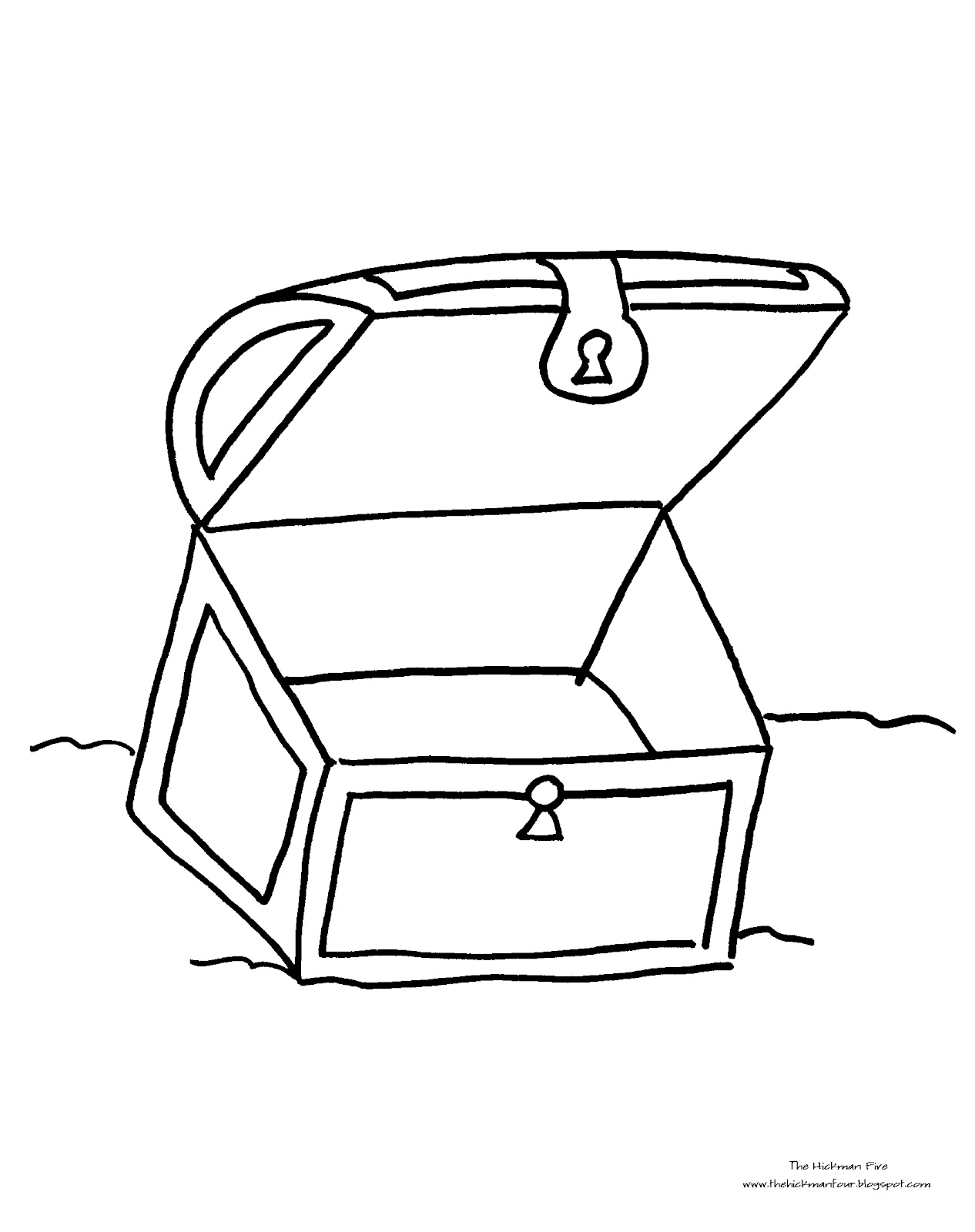 open treasure chest clip art black and white