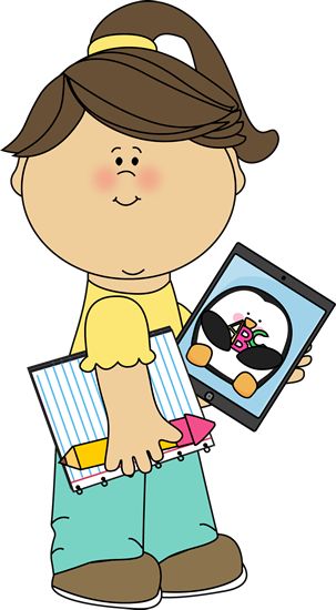Girl with school supplies and a tablet from MyCuteGraphics 