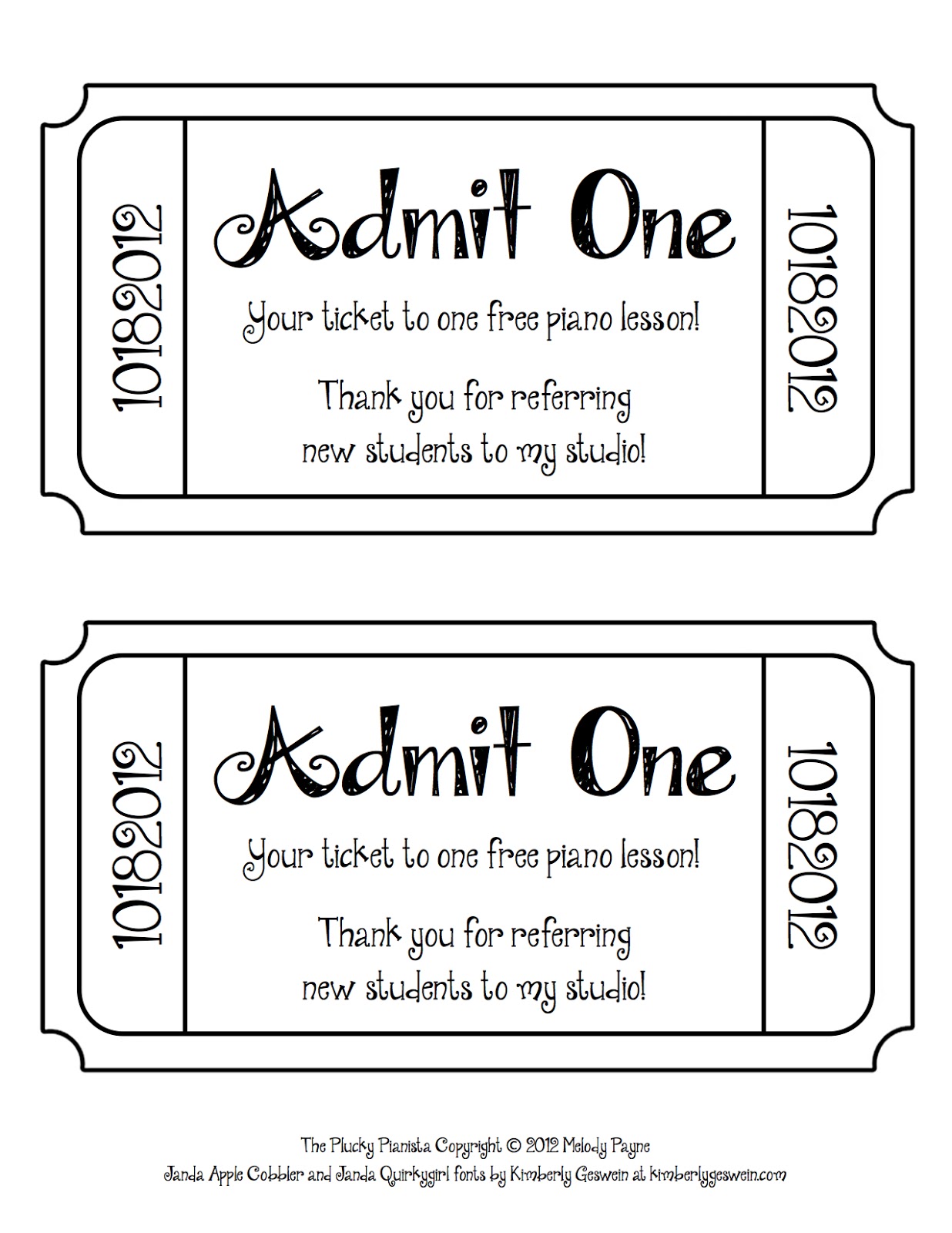 Free printable prom tickets