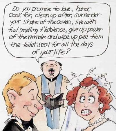 Wedding Humor: jokes and cartoons relating to weddings and marriage