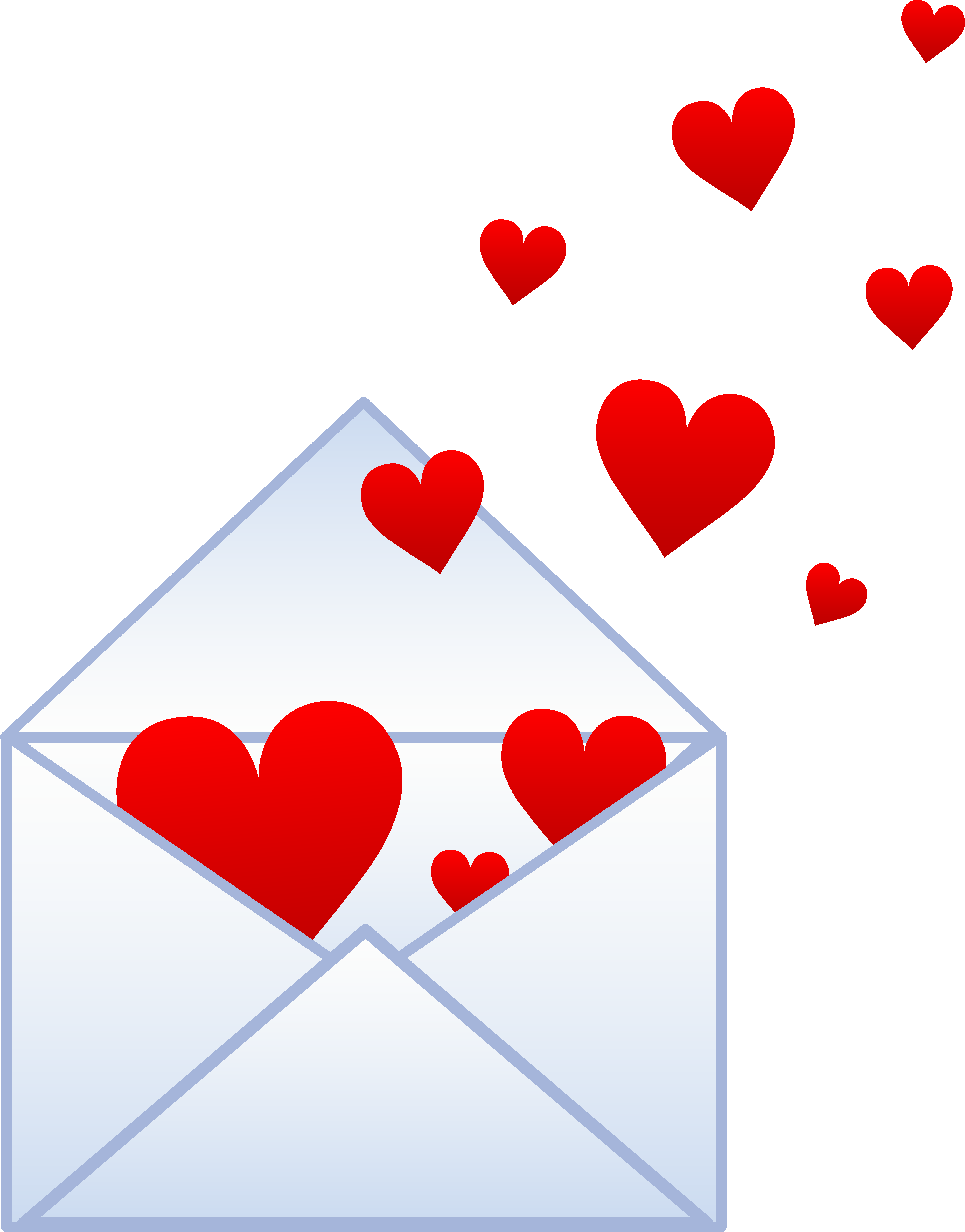 Letter With Hearts Flying Out - Free Clip Art