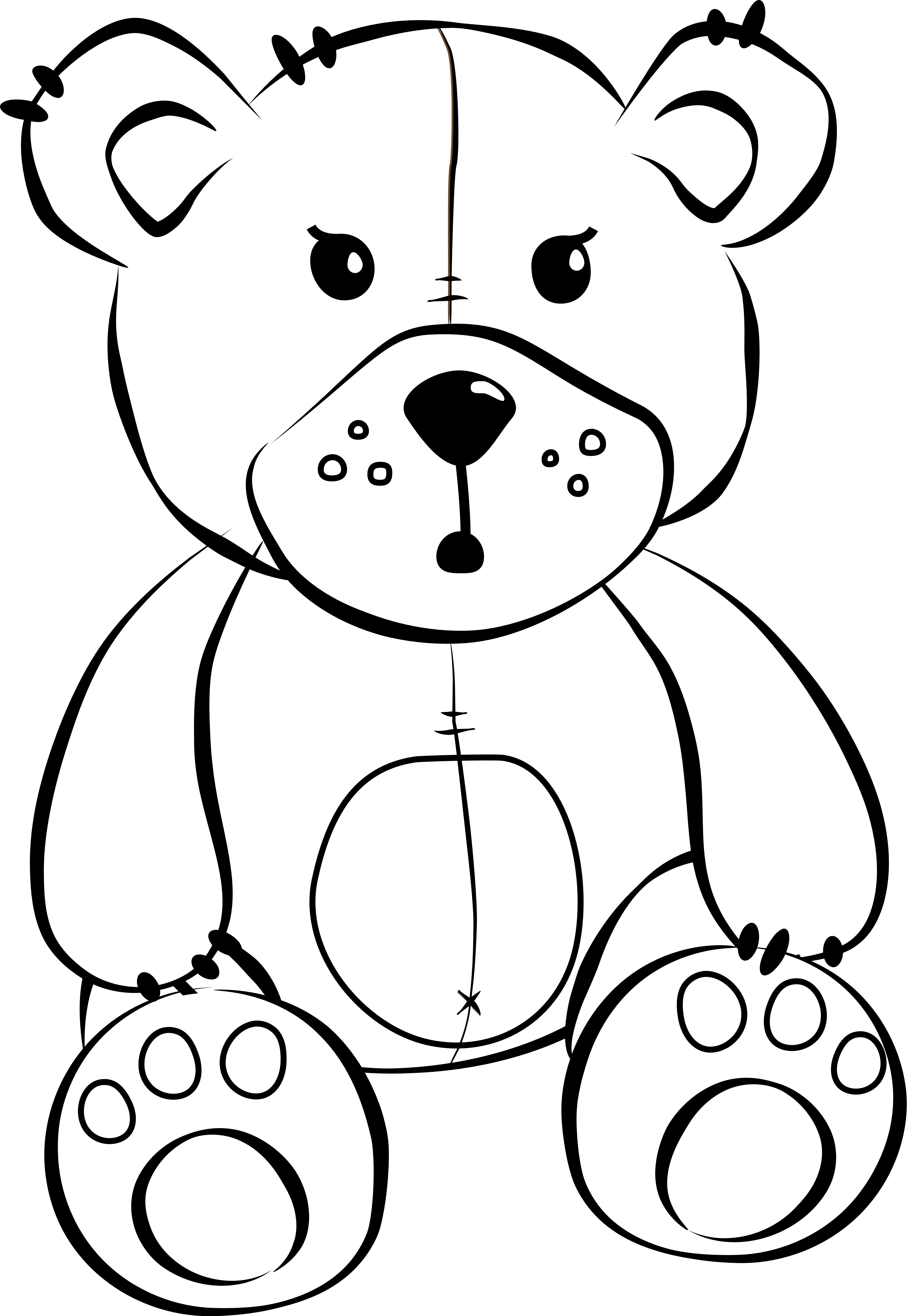 Cartoon Teddy Bear Black White Line Art Coloring Book Colouring 