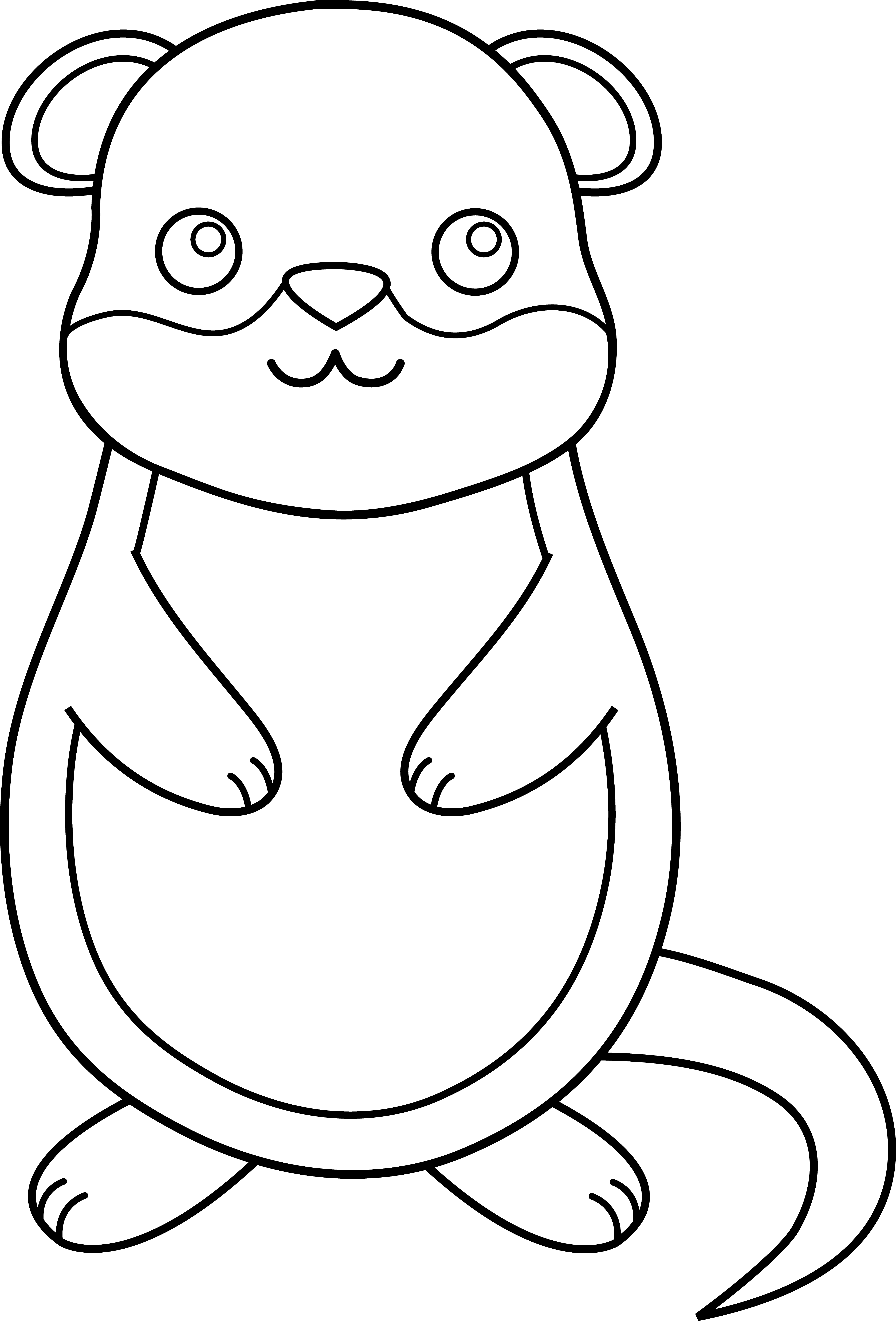 Cute Colorable Groundhog - Free Clip Art