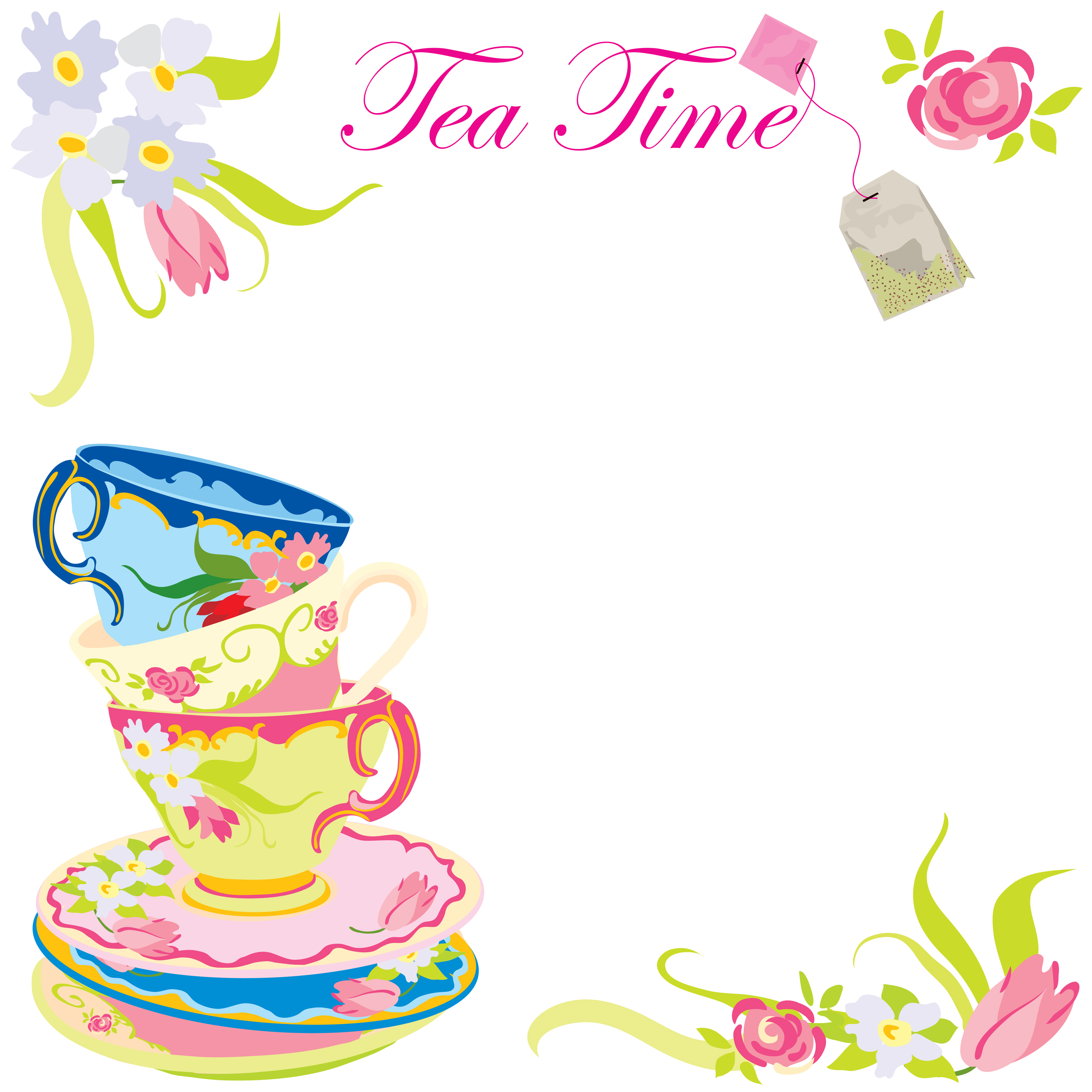 Blank Tea Party Invitation Template Clip Art Library