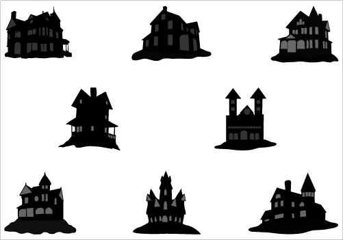 Haunted House Silhouette Vector Graphics PackSilhouette Clip Art