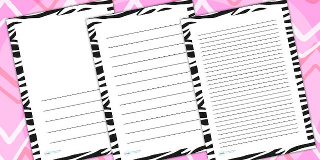 Zebra Print Page Borders - writing templates, writing frames
