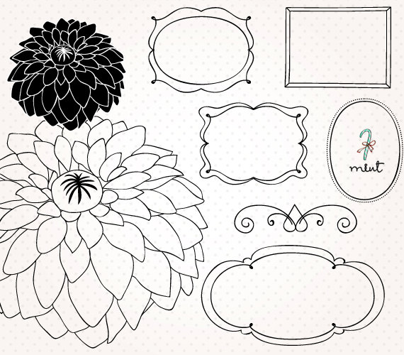 Set of hand drawing frame Digital frame clipart by memomint