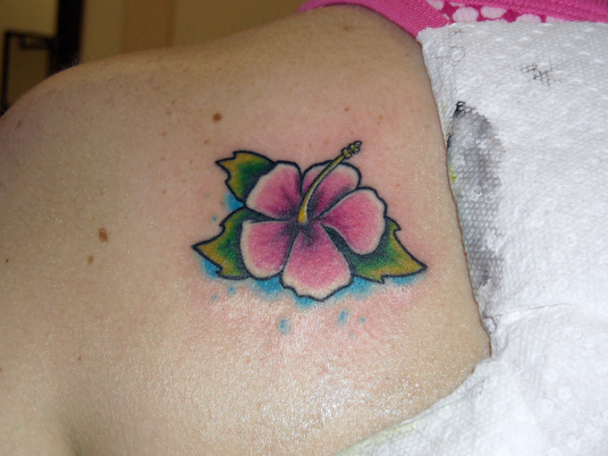Secret Lake Tattoos : Tattoos : Color : Small cartoon hibiscus