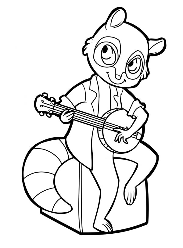 Raccoon Playing Banjo Coloring Page - Download  Print Online 