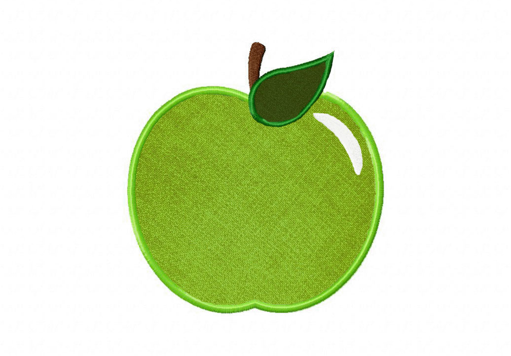 Green Apple Includes Both Applique and Stitched | Daily Embroidery