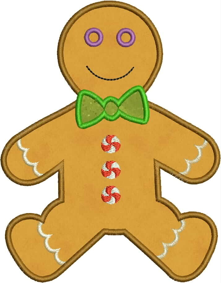Gingerbread Boy Applique designs 3 sizes by DBembroideryDesigns