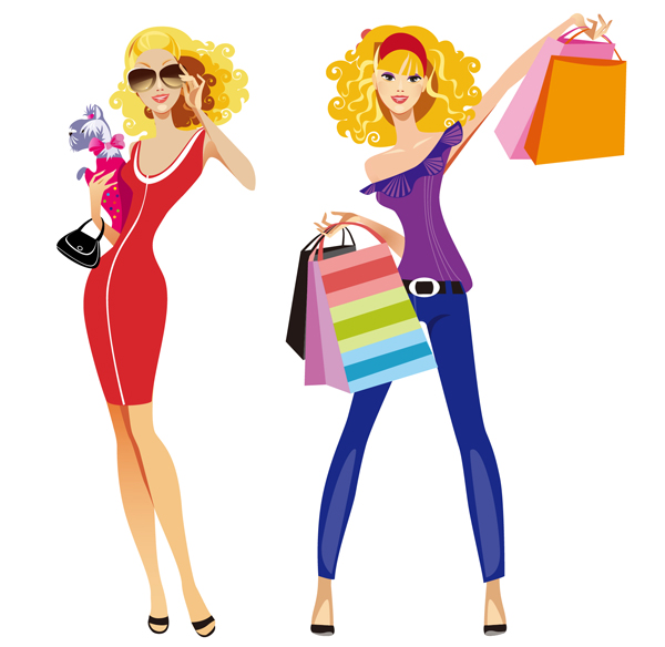 8 Stock Shopping Girls Vector Illustration - Mashable Magazine