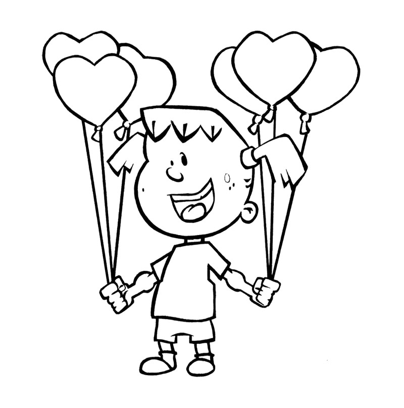 New Year Coloring Pages : The Children Happy New Year Balloon 