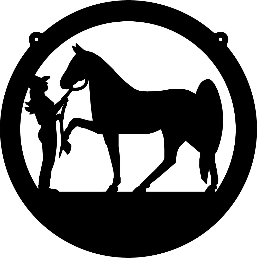 Cowgirl  Horse Circle Decal 2 - Custom Wall Graphics