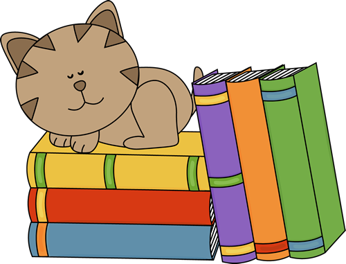Cat Sleeping on a Stack of Books Clip Art - Cat Sleeping on a 