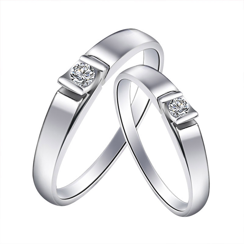 new design fashionable couple wedding ring with daimond-High 