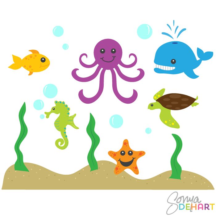 Clip Art Ocean Animals and Sea Creatures | Clip Art | Clipart library