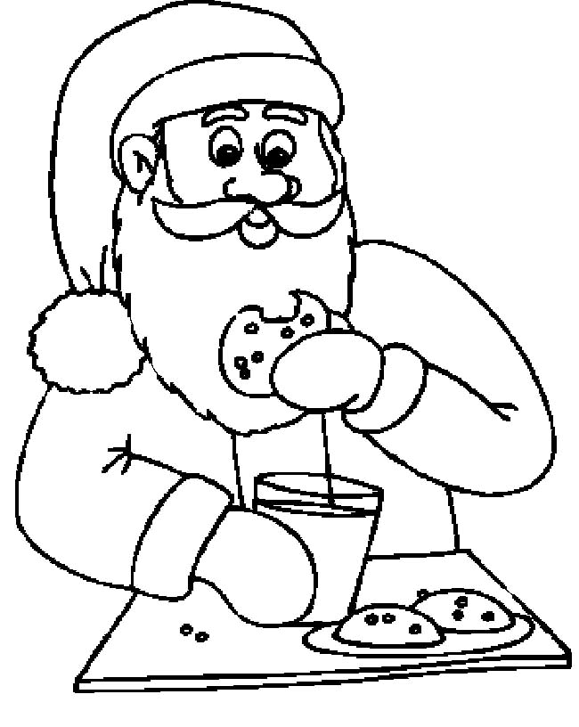 Santa Claus Eating Cookies And Drinking Milk Funny Cartoon Santa Claus