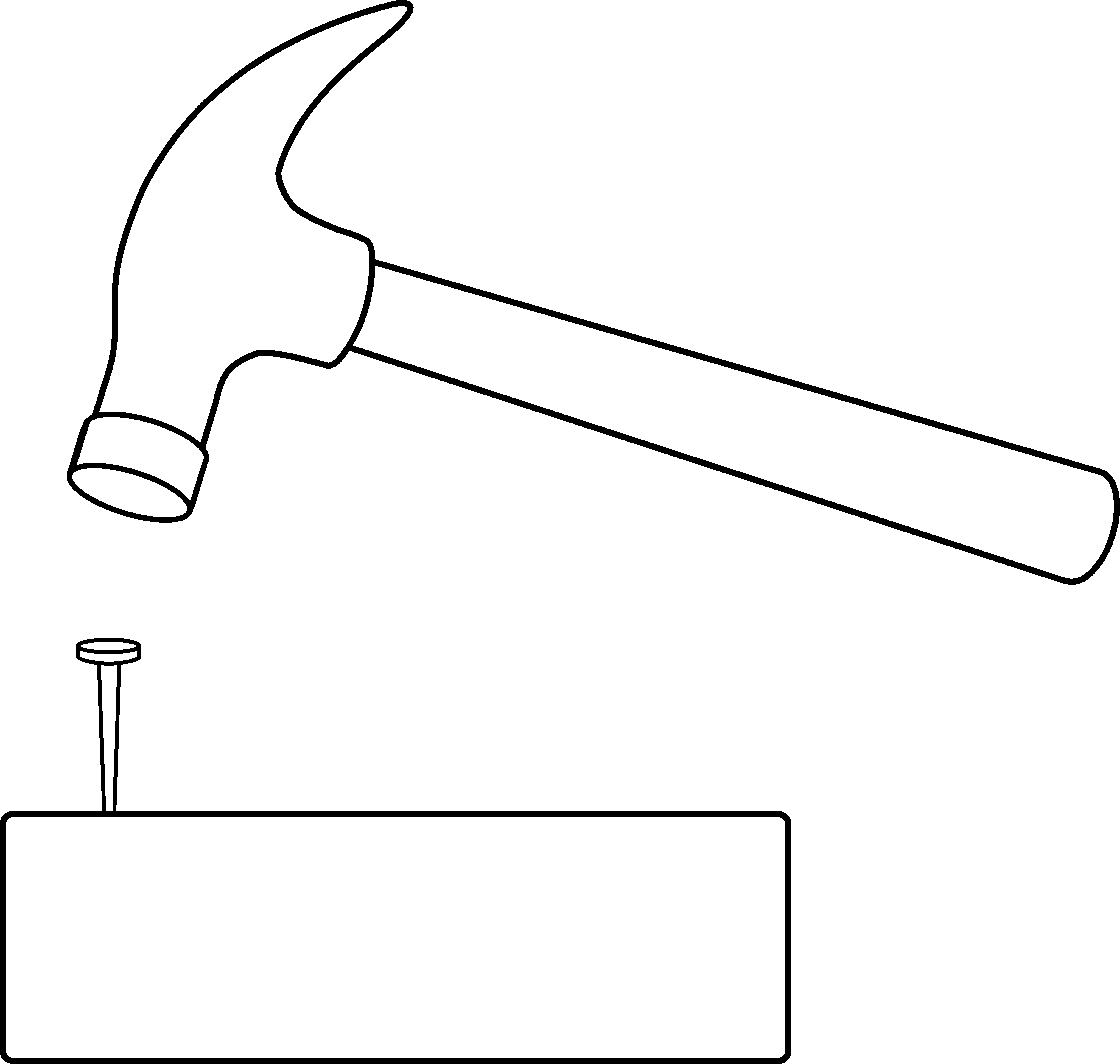 Hammer and Nail Outline - Free Clip Art
