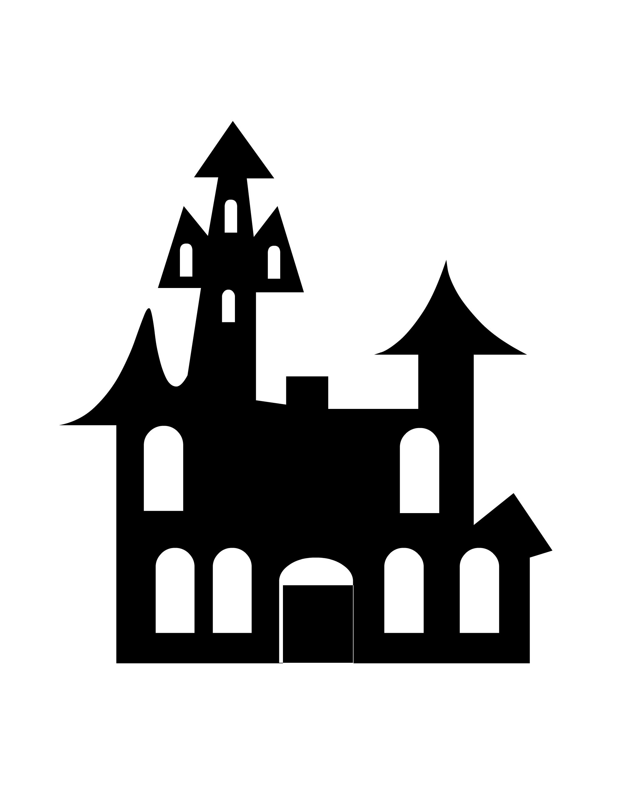 Haunted House Silhouette Template