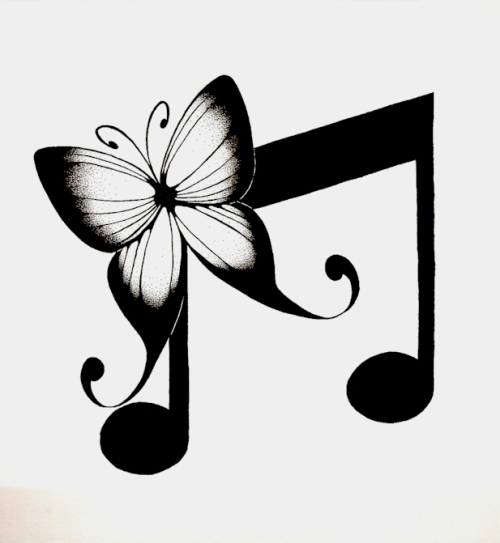 butterfly and music note.