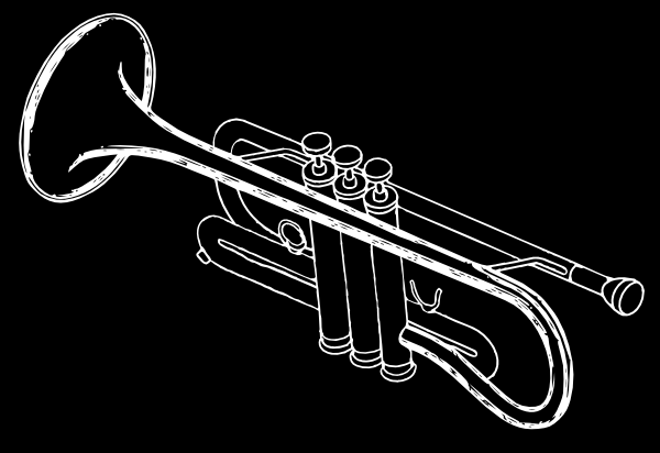 Trumpet White On Black Clip Art at Clipart library - vector clip art 