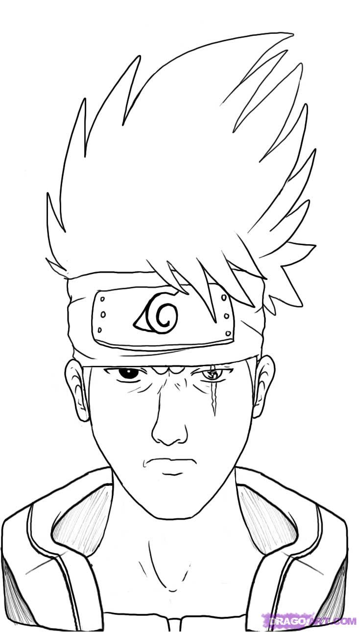 How to Draw Kakashi Hatakes Face From Naruto, Step by Step, Naruto 