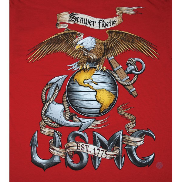 Eagle, Globe, and Anchor Red T-Shirt | Sgt Grit - Marine Corps Store