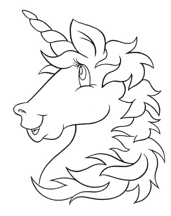 A Cartoon Head Figure of Unicorn Coloring Page: A Cartoon Head 