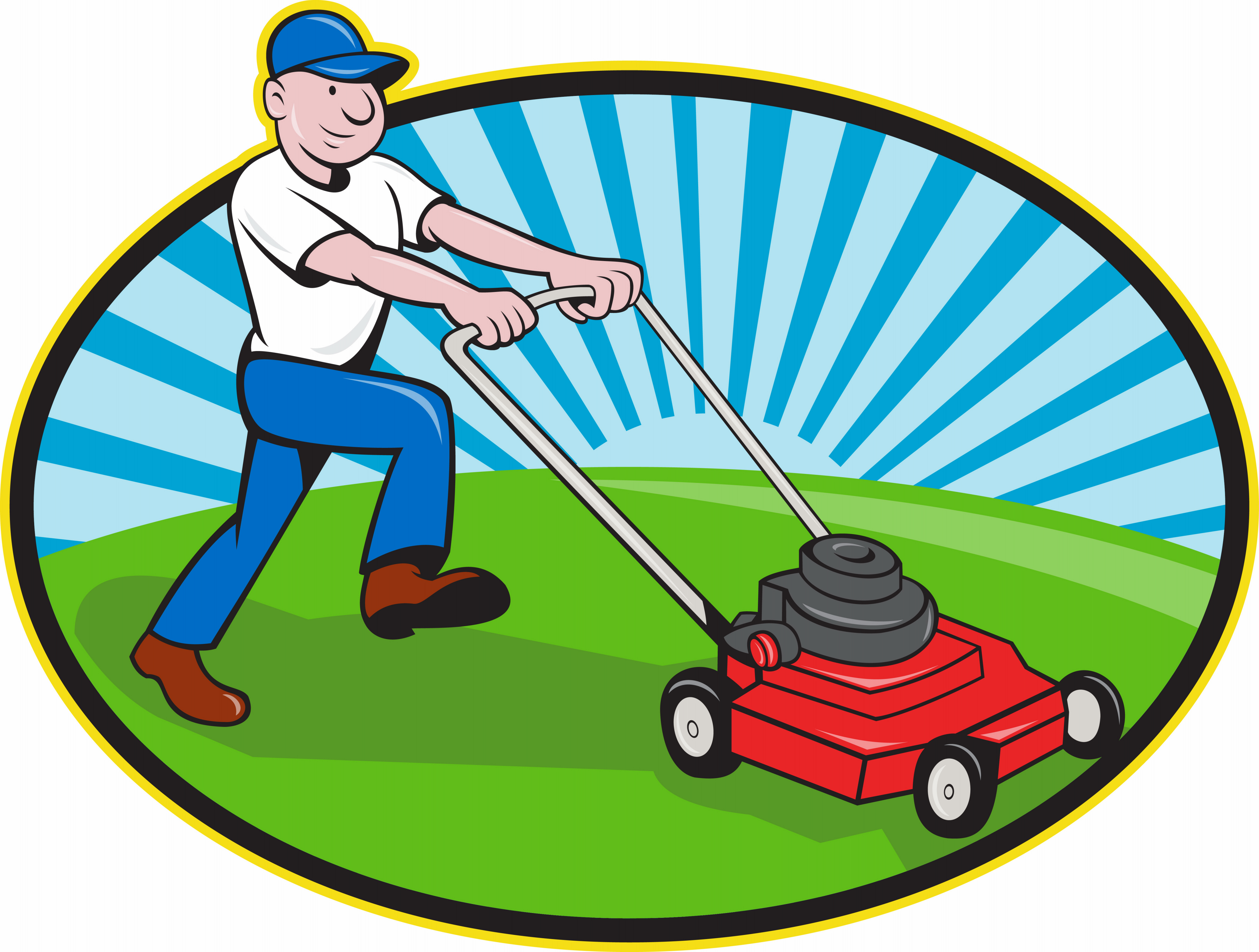 lawn mowing cartoon - Clip Art Library