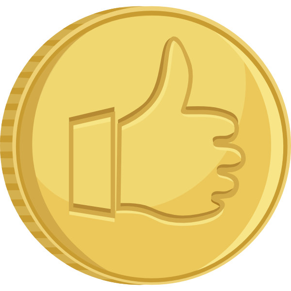 Thumbs Up Gold Coin clip art - vector clip art online, royalty 