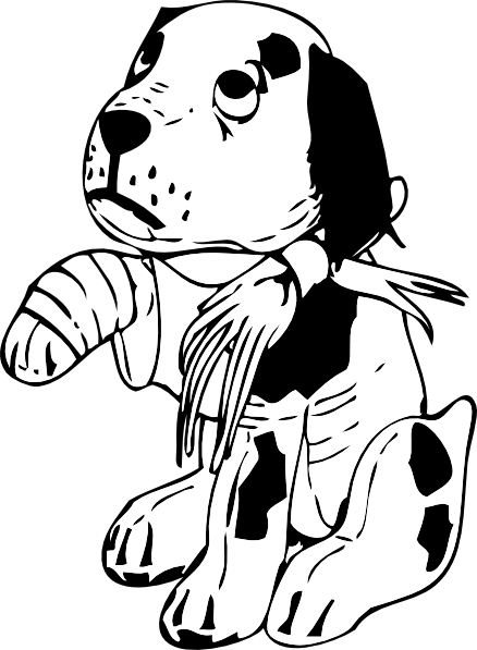 Sad Dog With A Broken Leg clip art - vector clip art online 