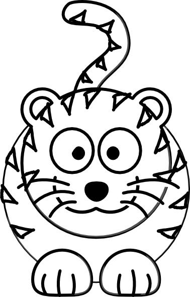 Cartoon Tiger Outline clip art - vector clip art online, royalty 