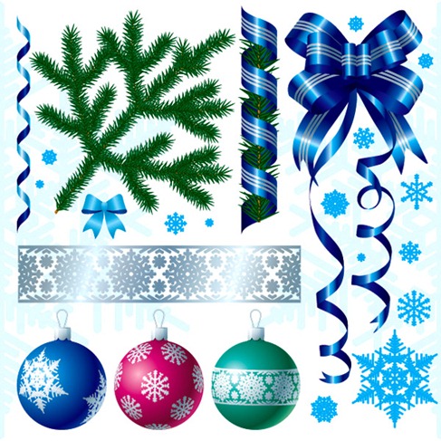 A Variety of Christmas Decorations Vector Material | Free Vector 
