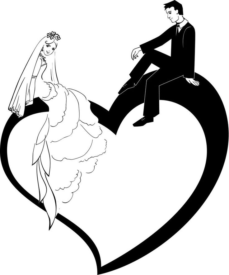 Wedding Couple Heart Vinyl Wall Art Sticker Big Groom and ...
