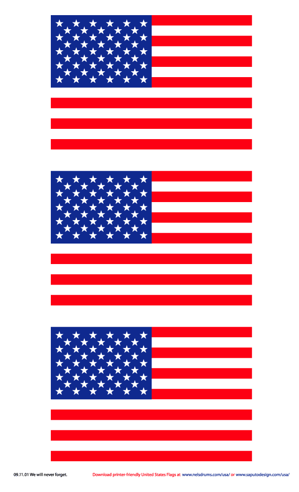 Printer-Friendly American Flags