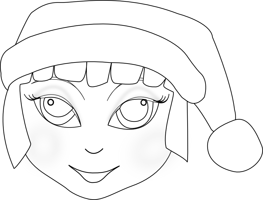 Christmas Elf Anime Black White Line Art Xmas Holiday Coloring.