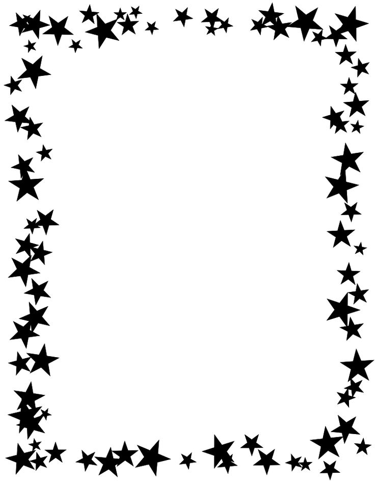 Free Printable Star Border | Black and White, high contrast stars 