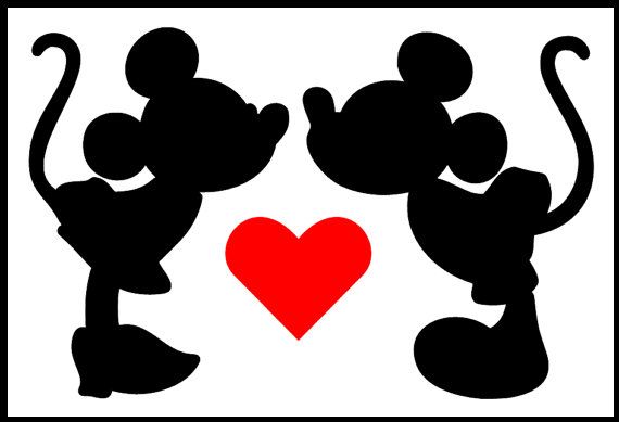 Child Size Mickey Inspired Mickey  Minnie Kissing Iron on Vinyl 