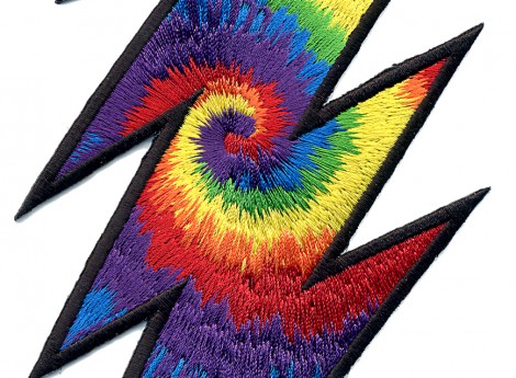 13 point lightening bolt patch rainbow tie dye Grateful Dead Patch 