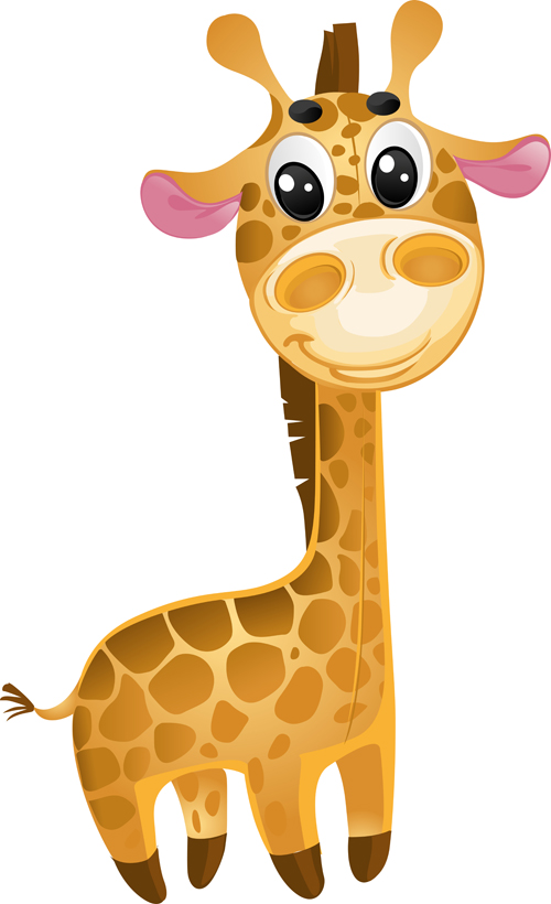 Cute cartoon giraffe vector set - Vector Animal free download