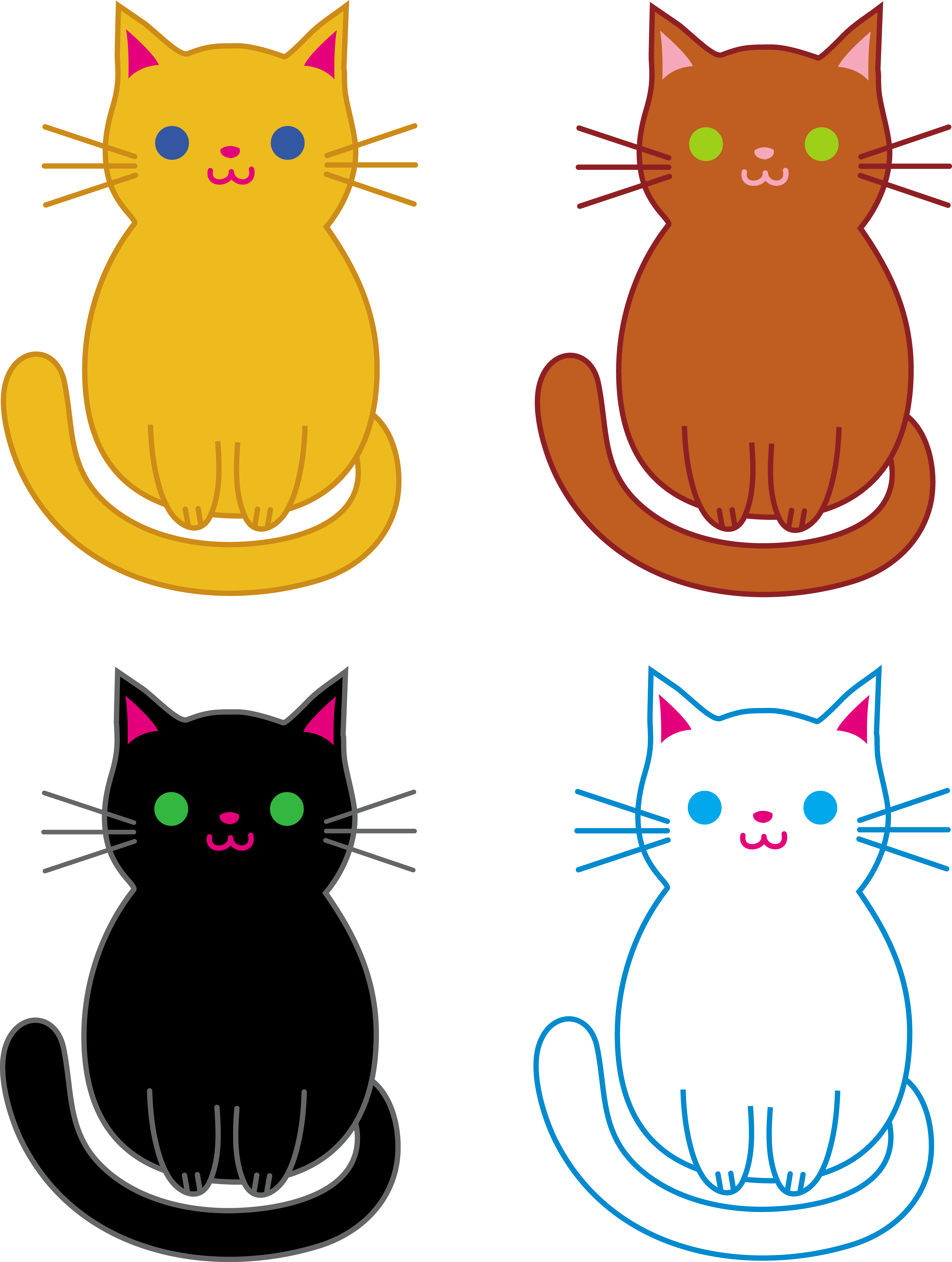 Set of Four Cute Cats - Free Clip Art