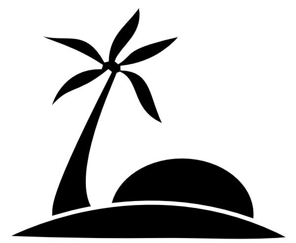 Palm Tree Beach W/sun clip art - vector clip art online, royalty 