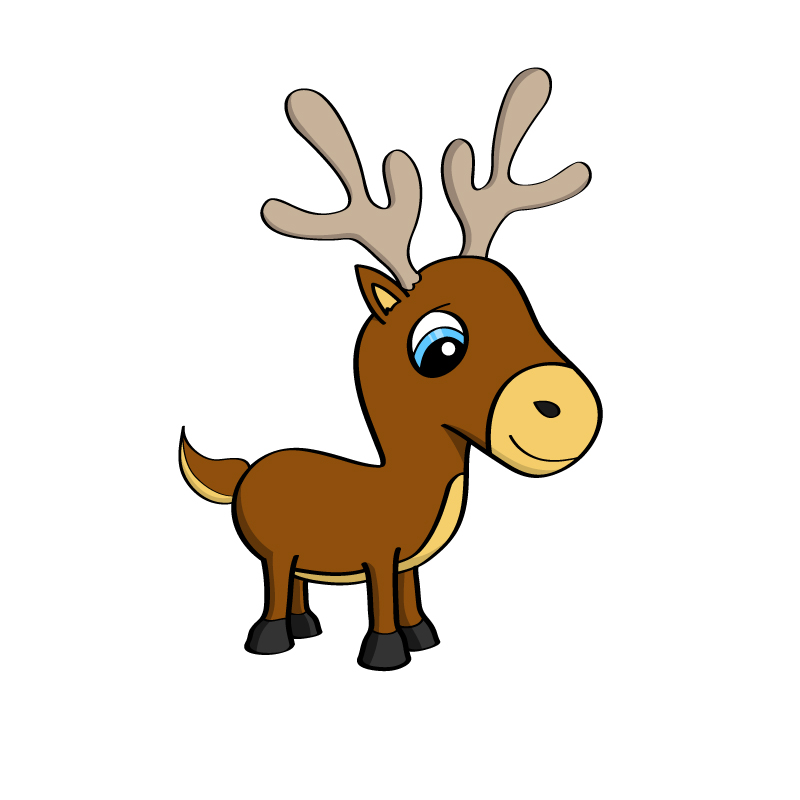 Cartoon illustration of a cute little reindeer by Mischoko on 