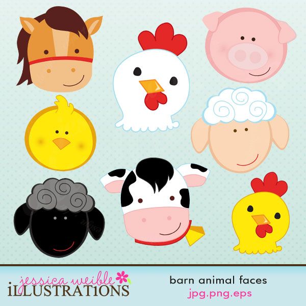 more farm clipart - Barn Animal Faces | Clip art | Clipart library