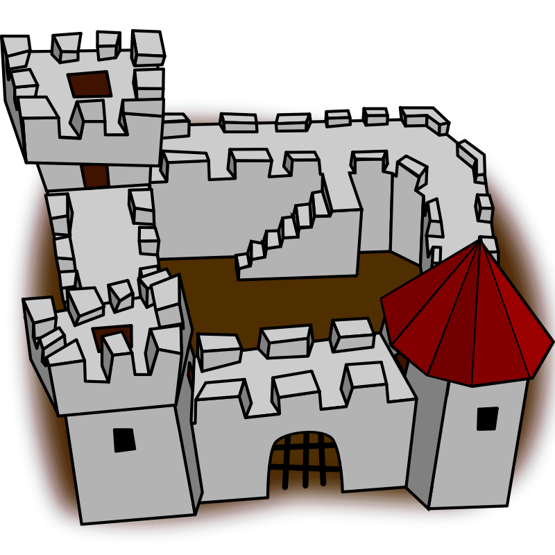 Clipart - Ugly non-perspective cartoony fort fortress, stronghold 