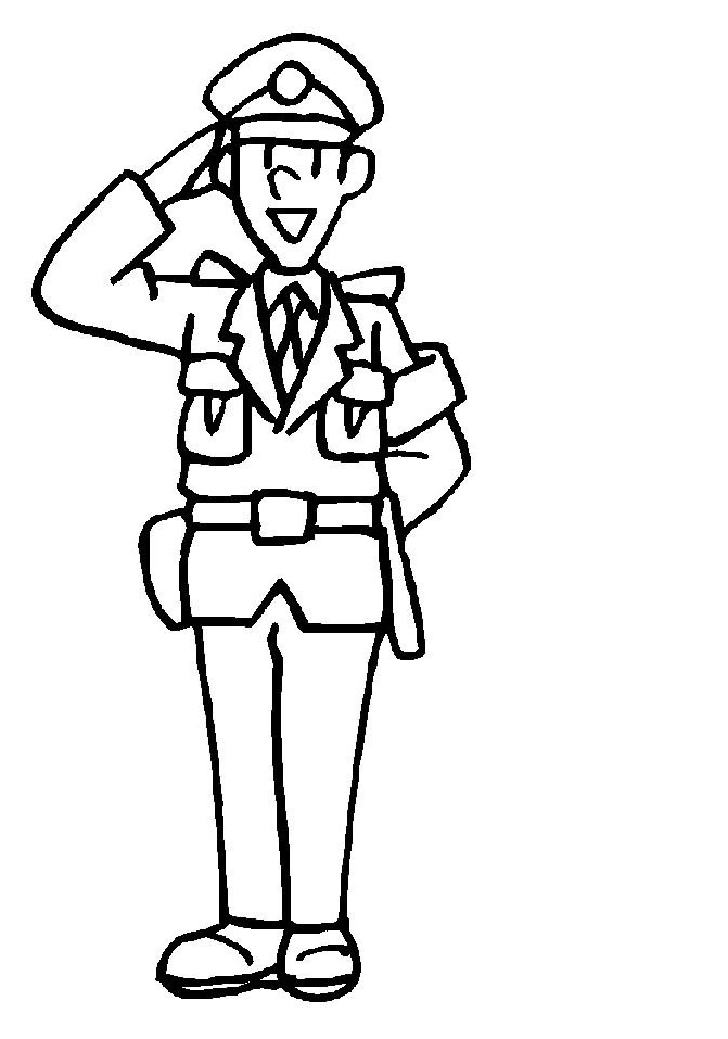 Kindly Policeman Coloring For Kids - Police Coloring Pages : Girls 