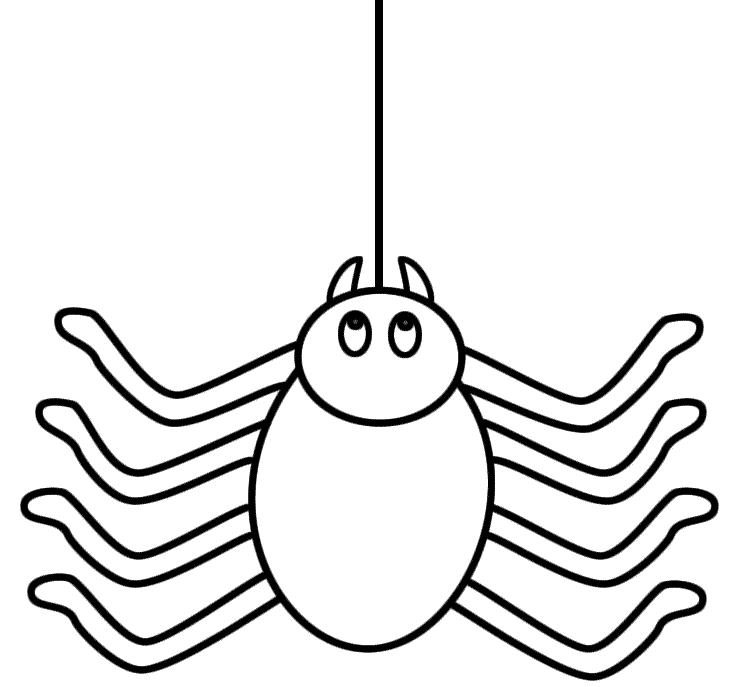 Spider climbing up a thread - Coloring Page