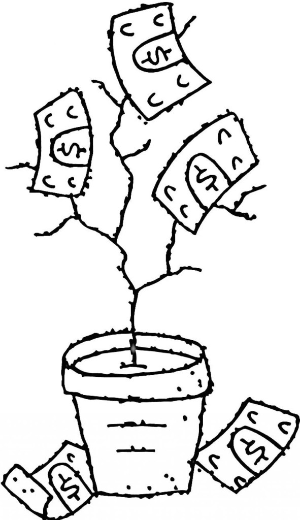 select size below to money tree coloring page picture | thingkid.