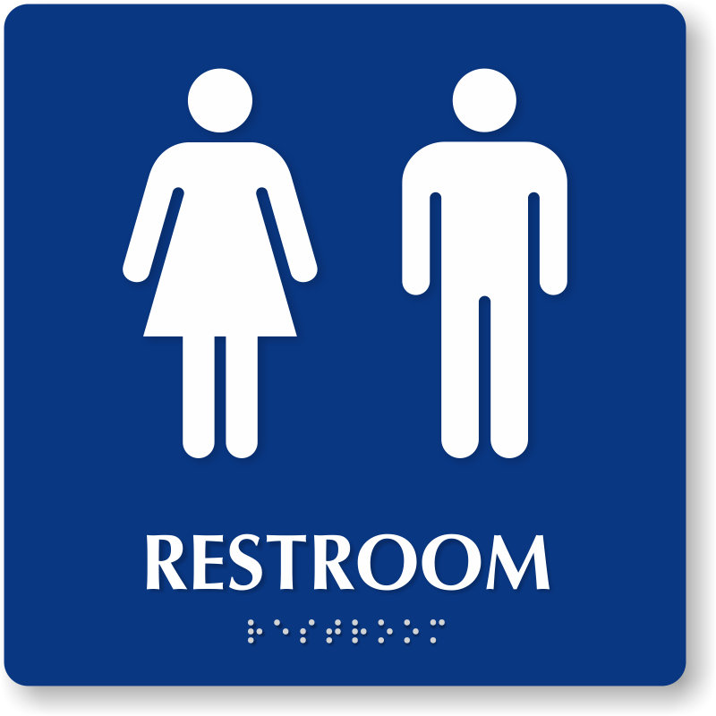Men And Women Pictogram Braille Unisex Restroom Sign, SKU - SE-